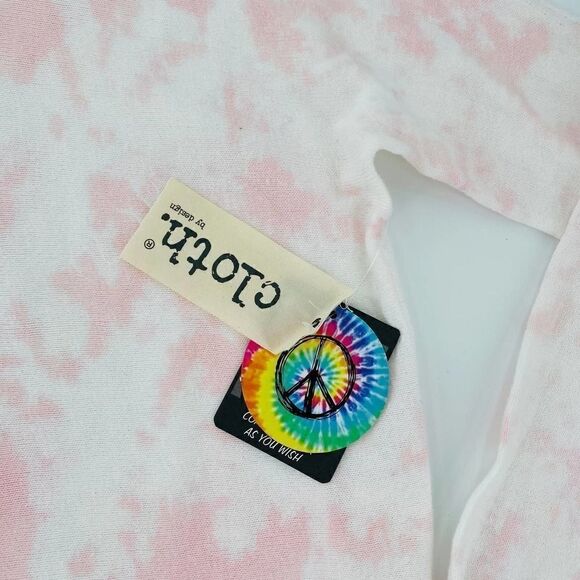 NWT Cloth By Design Oversized Sweater Pink White Tie-Dye Lightweight Size Small - Picture 6 of 12